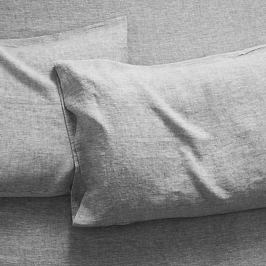 Pure Linen Grey King Pillowcases, Set of 2