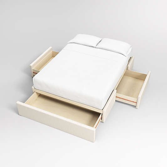 Ivory Upholstered Queen Storage Bed Base