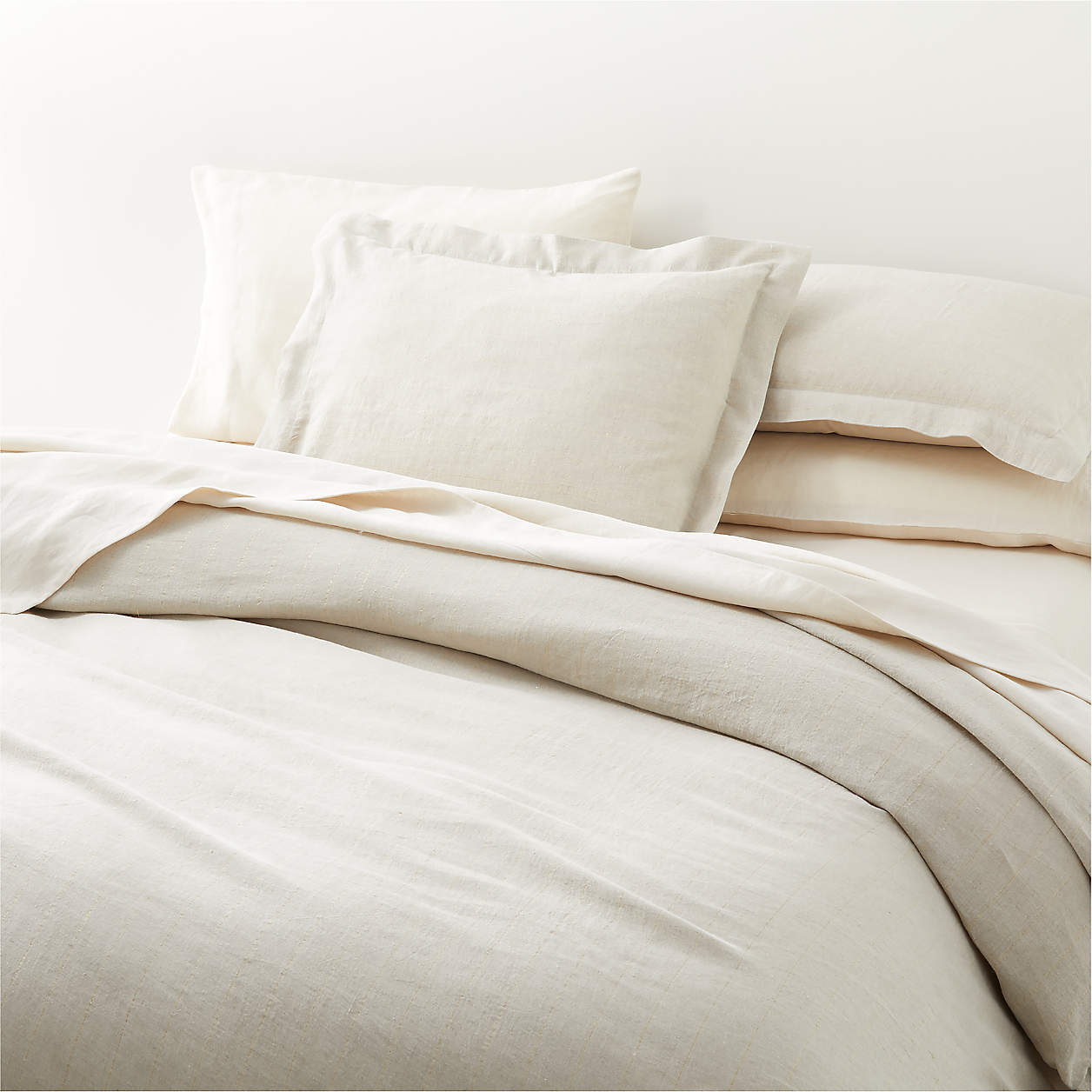 Linen Lurex Striped King Duvet Cover + Reviews Crate & Barrel