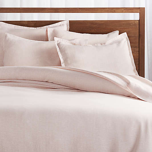 Pure Linen Pinstripe Blush King Duvet Cover