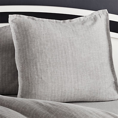 View Pure Linen Pinstripe Grey Euro Pillow Sham details