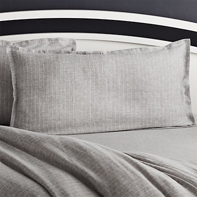 View Pure Linen Pinstripe Grey King Pillow Sham details