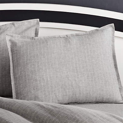 Pure Linen Pinstripe Grey Standard Pillow Sham + Reviews