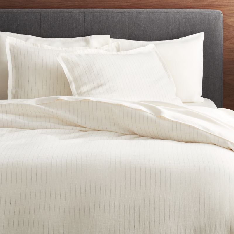 Pure Linen Pinstripe Warm White Euro Pillow Sham - image 9 of 12