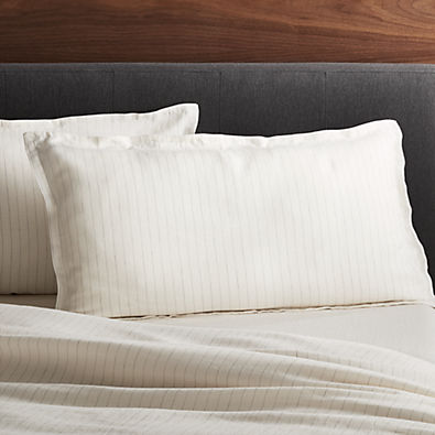 View Pure Linen Pinstripe Warm White King Pillow Sham details