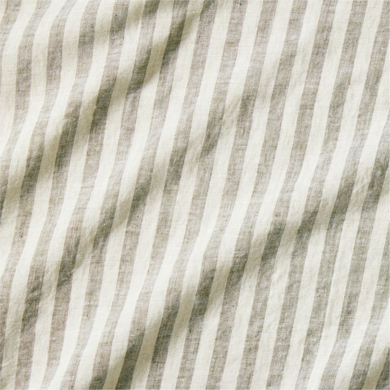 New Natural EUROPEAN FLAX ™-certified  Linen Petite Stripe Arcadia Tan/Burnt Green Full Bed Sheet Set