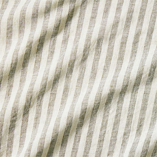 New Natural EUROPEAN FLAX ™-certified  Linen Petite Stripe Arcadia Tan/Burnt Green Queen Bed Sheet Set