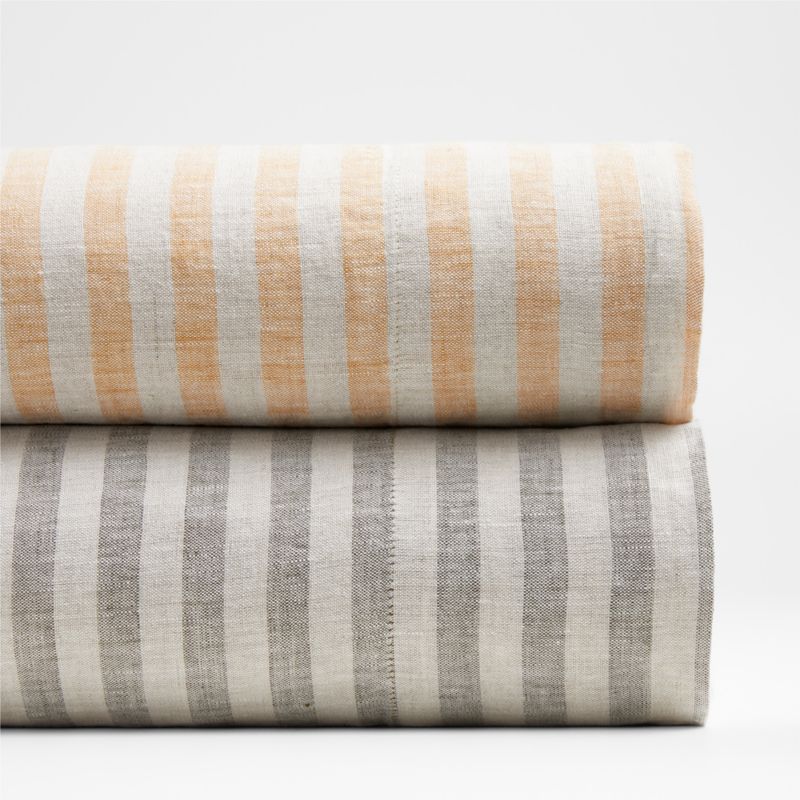 New Natural EUROPEAN FLAX ™-certified Linen Petite Stripe Arcadia Tan/Savannah Yellow Queen Bed Sheet Set - image 4 of 4