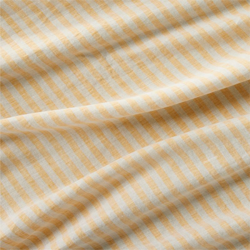 New Natural EUROPEAN FLAX ™-certified Linen Petite Stripe Arcadia Tan/Savannah Yellow Full Bed Sheet Set