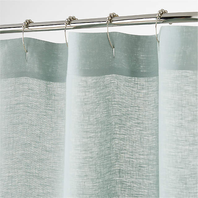 Iceberg Green Linen Shower Curtain, Crate And Barrel Canada Shower Curtains