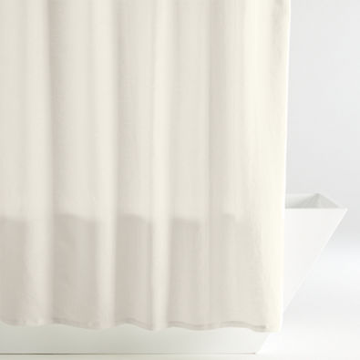 View White Linen Shower Curtain details