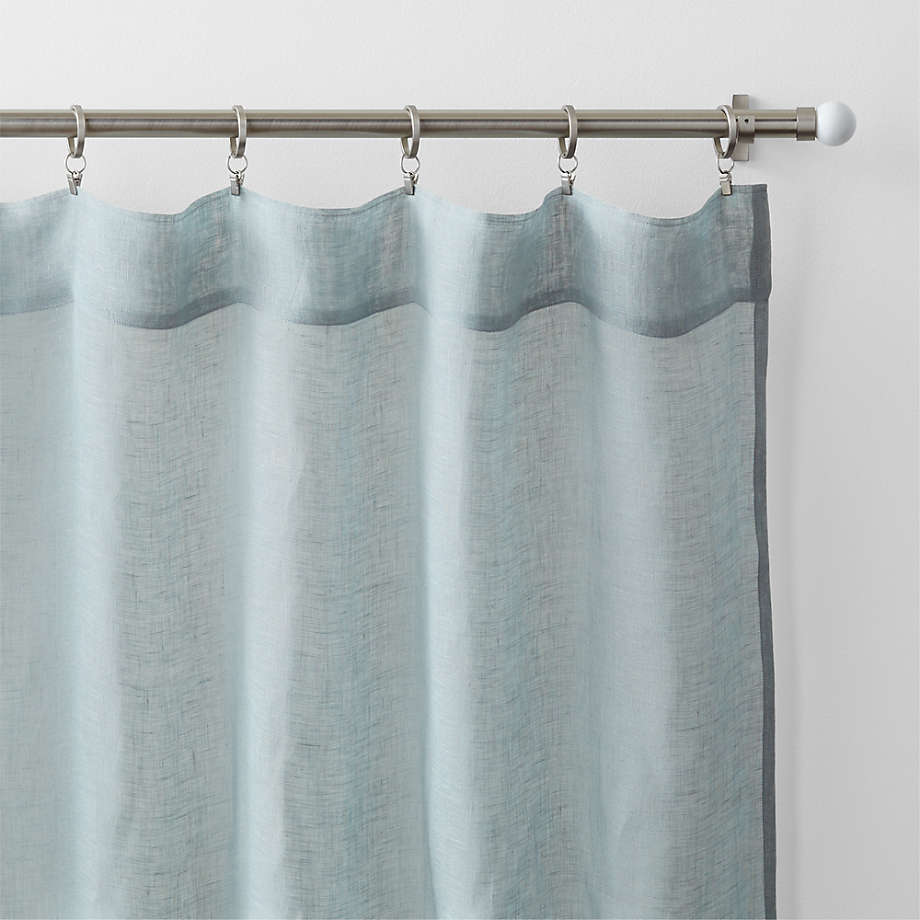 Mist Blue Sheer Linen Window Curtain Panel 52x120