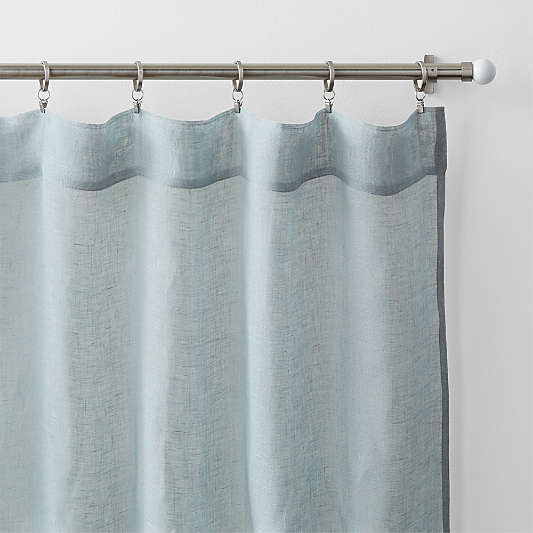 Mist Blue European Flax ™-Certified Linen Sheer Window Curtain Panel 52"x96"