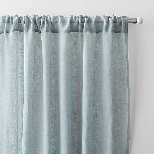 Mist Blue European Flax ™-Certified Linen Sheer Window Curtain Panel 52"x96"