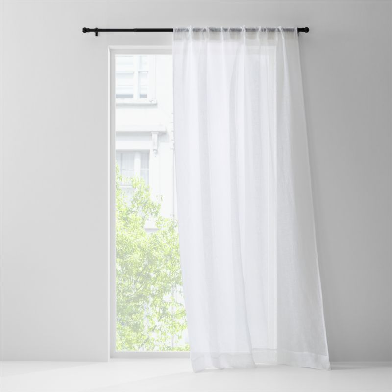Crisp White Sheer Linen Window Curtain Panel 52"x96" + Reviews Crate