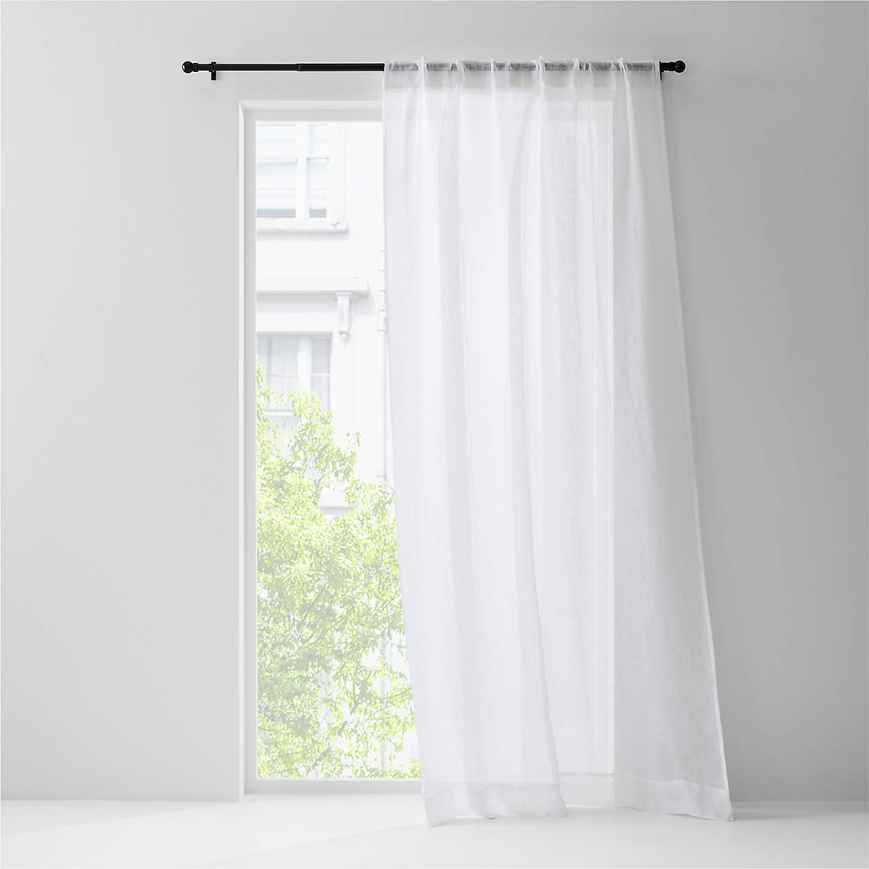 Crisp White Sheer Linen Window Curtain Panel 52"x120" + Reviews Crate & Barrel Canada