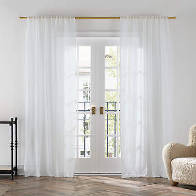 White European Flax ™-Certified Linen Sheer Window Curtain Panel 52"x84"