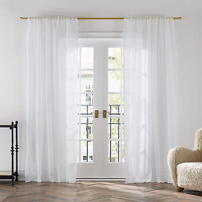 Crisp White Sheer Linen Window Curtain Panel 52