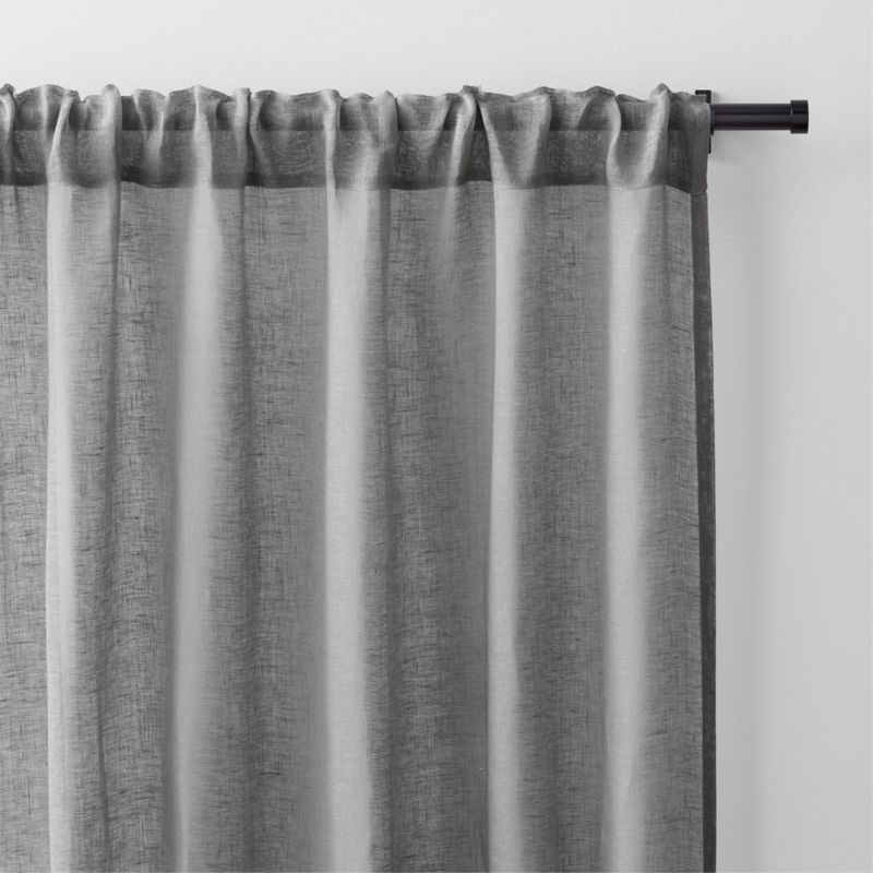 Pebble Grey European Flax ™-Certified Linen Sheer Window Curtain Panel 52"x84" - image 2 of 5