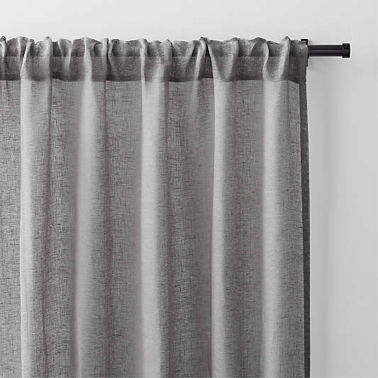 Pebble Grey Sheer Linen Window Curtain Panel