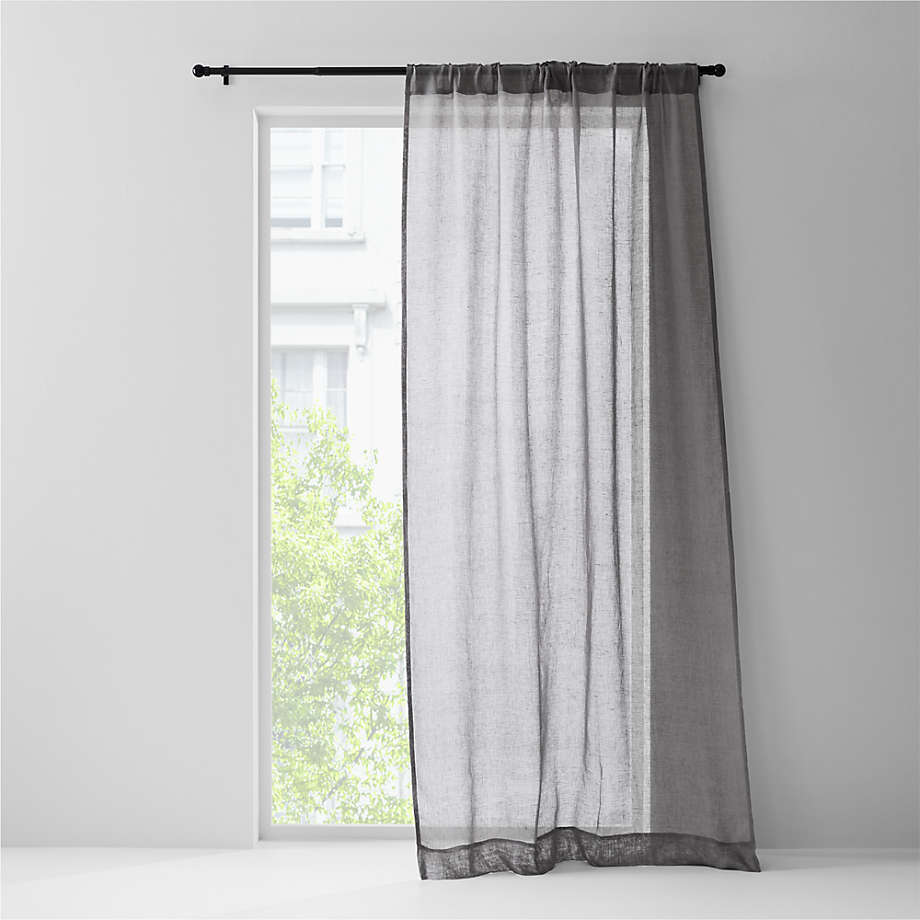 Pebble Grey Linen Sheer Window Curtain Panel 52