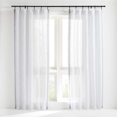 Bordered White Sheer Linen Curtain Panel Crate Barrel Bordered White Sheer Linen Curtain, Bright White Sheer Curtains