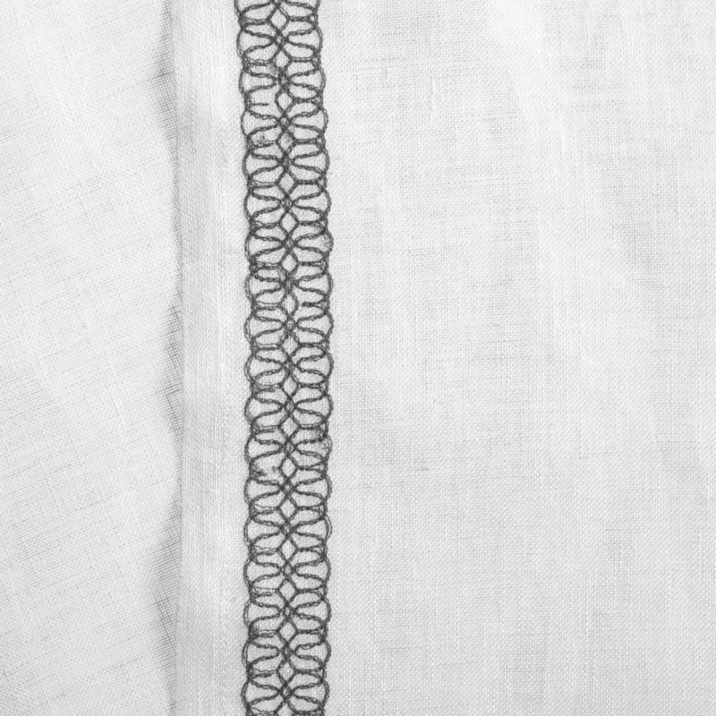 Bordered White Sheer Linen Curtain Panel 52"x84"