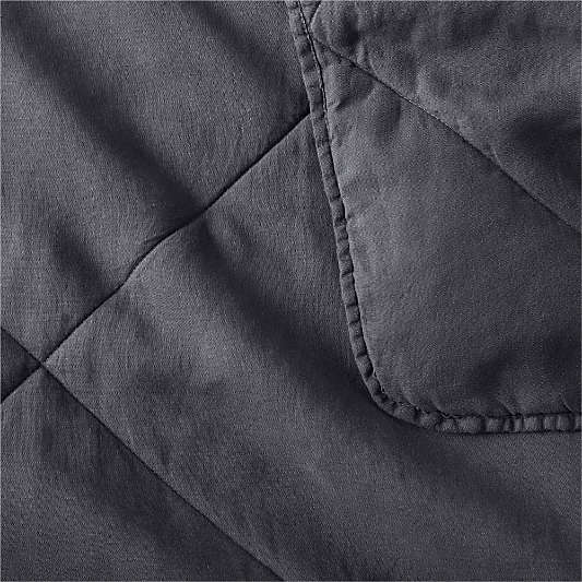 Linen Midnight Navy Quilted Pillow Shams