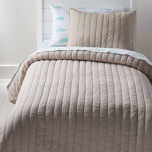 Linen Grey Kids Twin Quilt