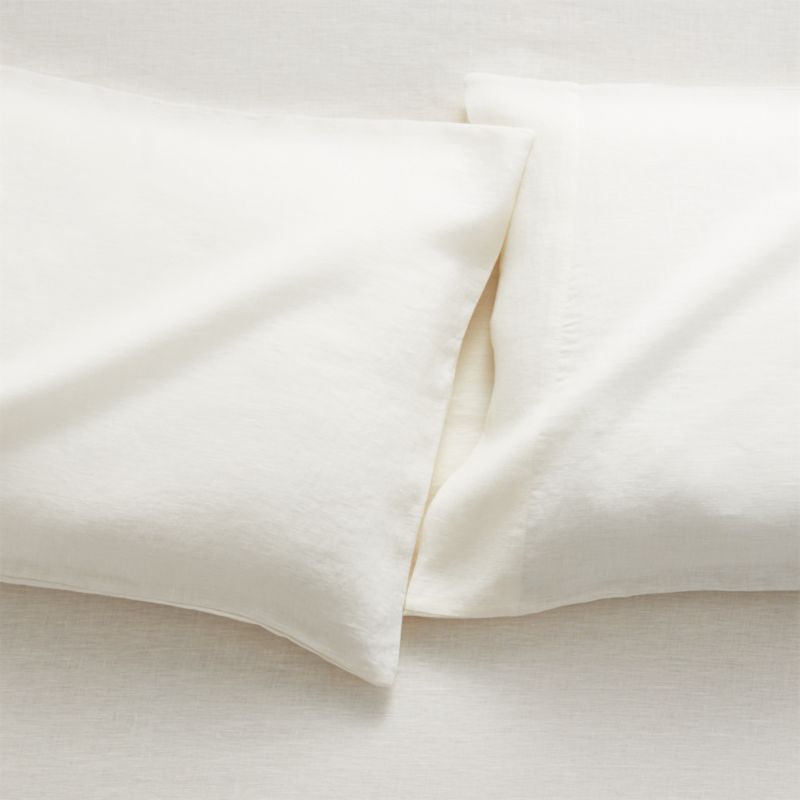 Pure Linen Warm White Standard Pillowcases, Set of 2