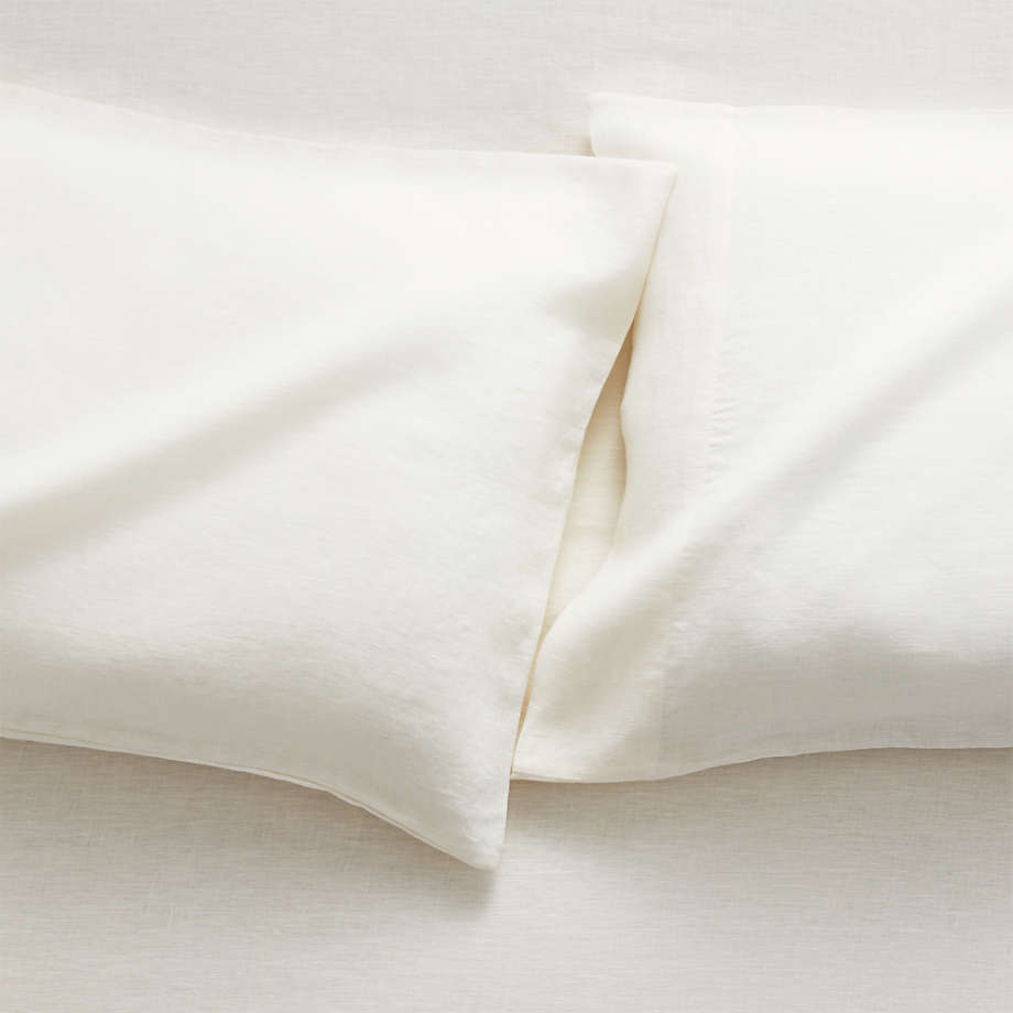 Pure Linen Warm White King Pillowcases, Set of 2 + Reviews Crate & Barrel