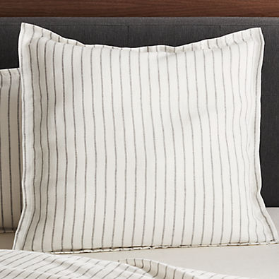 View Pure Linen Wide Stripe Warm White Euro Pillow Sham details