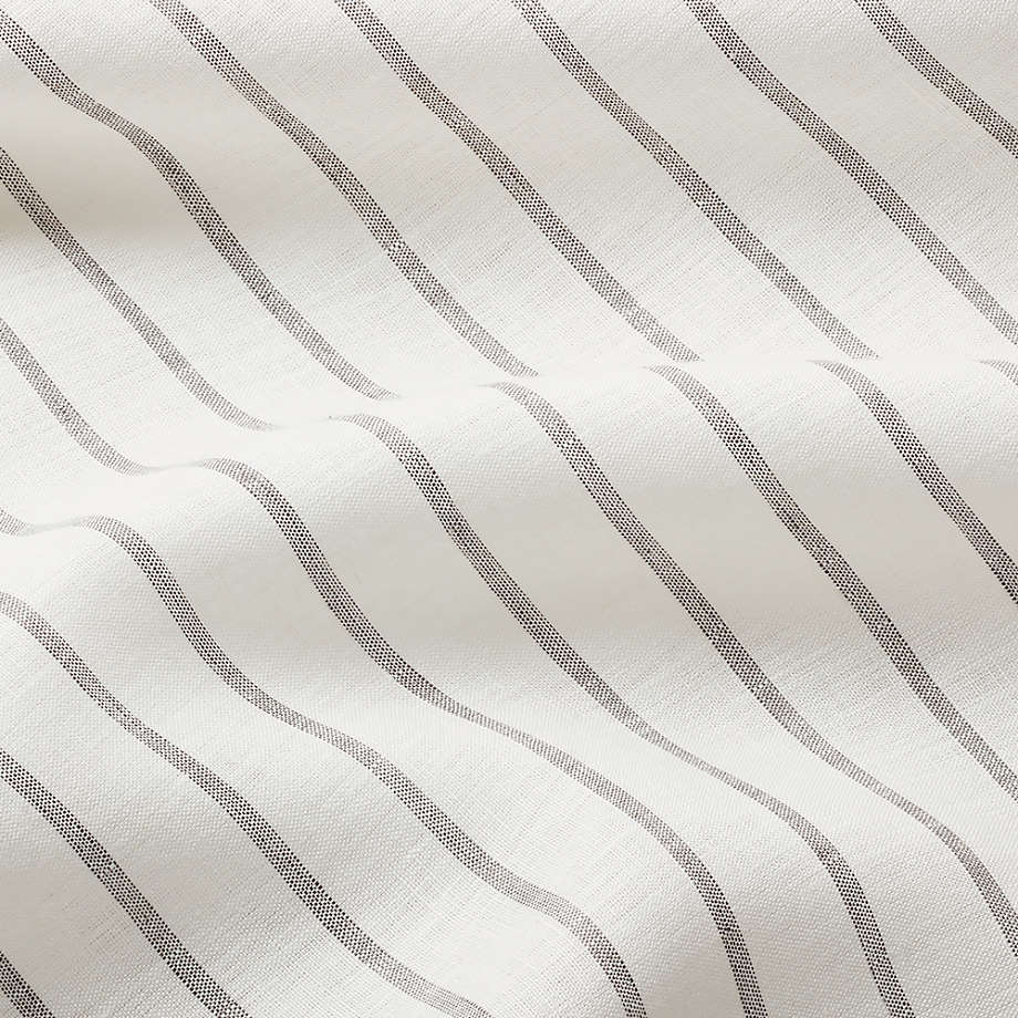 Pure Linen Wide Stripe Warm White Full/Queen Duvet Cover
