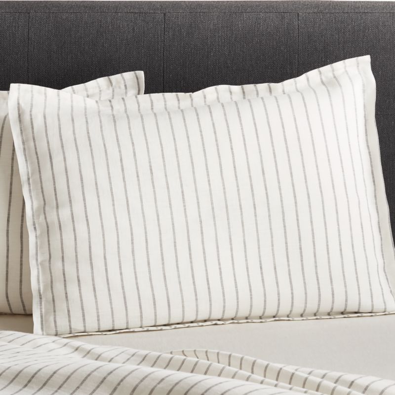Pure Linen Wide Stripe Warm White Standard Pillow Sham