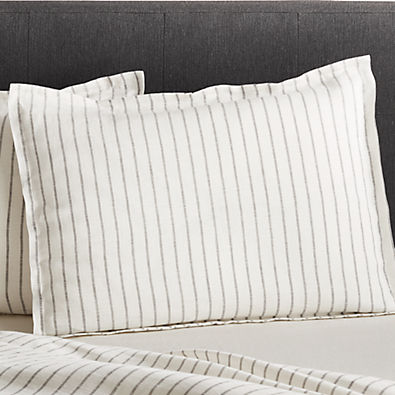 View Pure Linen Wide Stripe Warm White Standard Pillow Sham details
