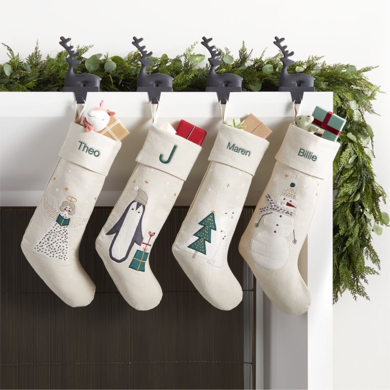 Linen Penguin Kids Christmas Stocking