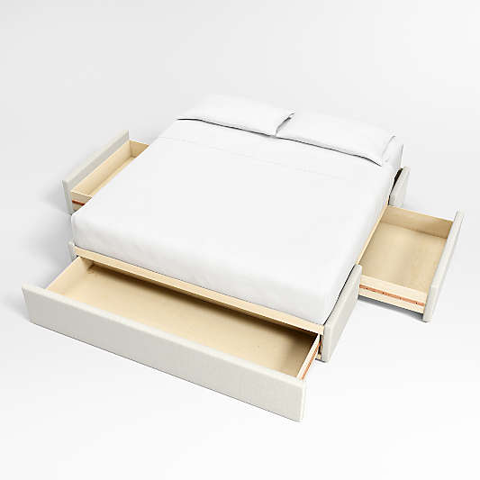 Arvada 54" Ivory Upholstered Headboard with Storage Bed Base