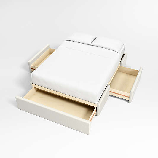 Ivory Upholstered Storage Bed Base