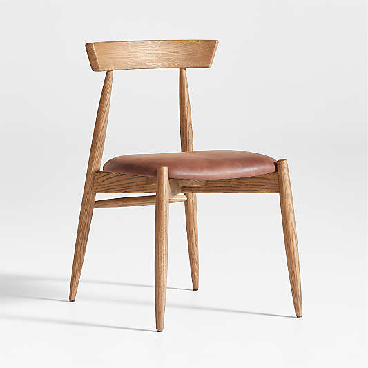 Linus Brown Leather Dining Chair by Laura Kim