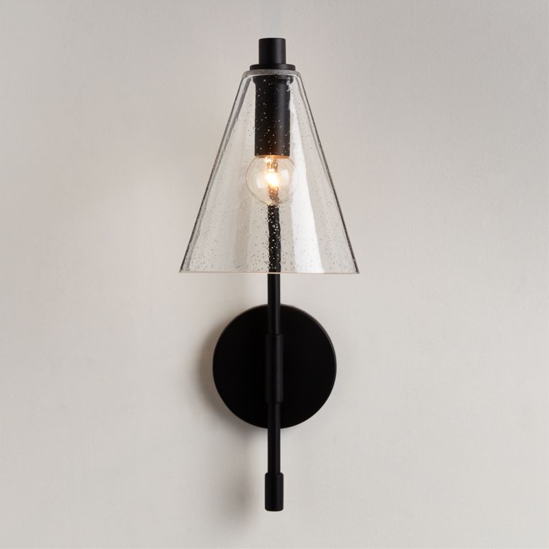 Lisse Black and Seeded Glass Indoor/Outdoor Wall Sconce Light - image 0 of 7