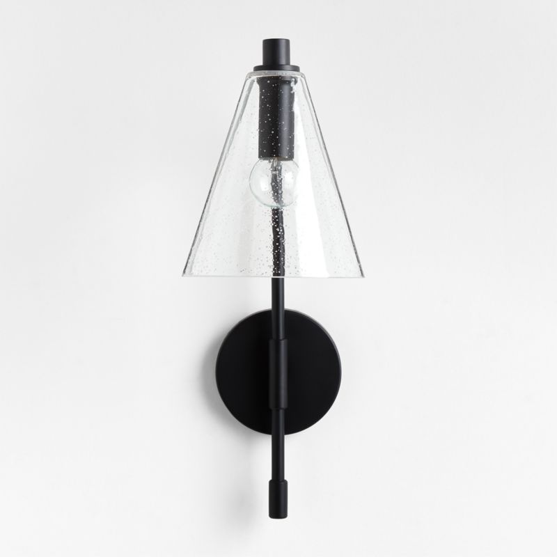 Lisse Black and Seeded Glass Indoor/Outdoor Wall Sconce Light - image 4 of 7