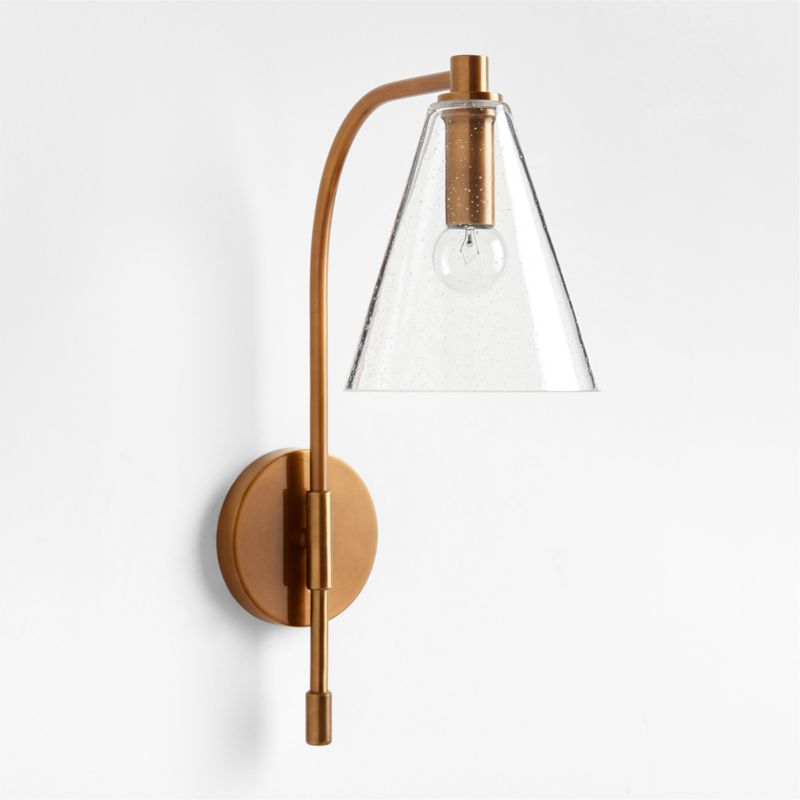 Lisse Brass and Seeded Glass Indoor/Outdoor Wall Sconce Light - image 5 of 7