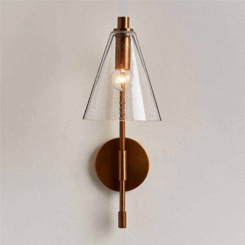 Lisse Brass and Seeded Glass Indoor/Outdoor Wall Sconce Light - image 0 of 7