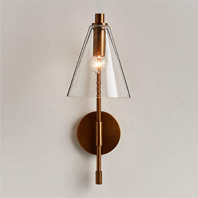 Lisse Brass and Seeded Glass Indoor/Outdoor Wall Sconce Light