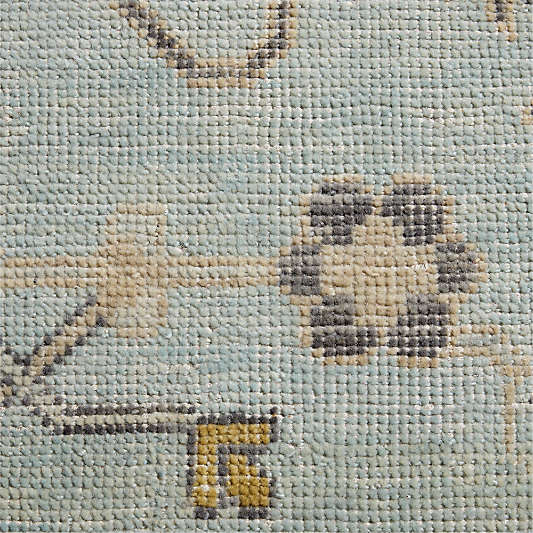 Lisse Premium Wool Traditional Hand-Knotted Blue Rug Swatch 12"x18"