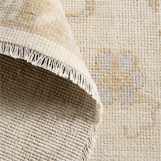 Lisse Wool Traditional Hand-Knotted Ivory Area Rug