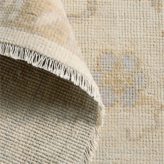 Lisse Wool Traditional Hand-Knotted Ivory Area Rug 6'x9'