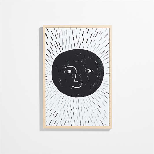 Listening Moon Large Framed Wall Art Print