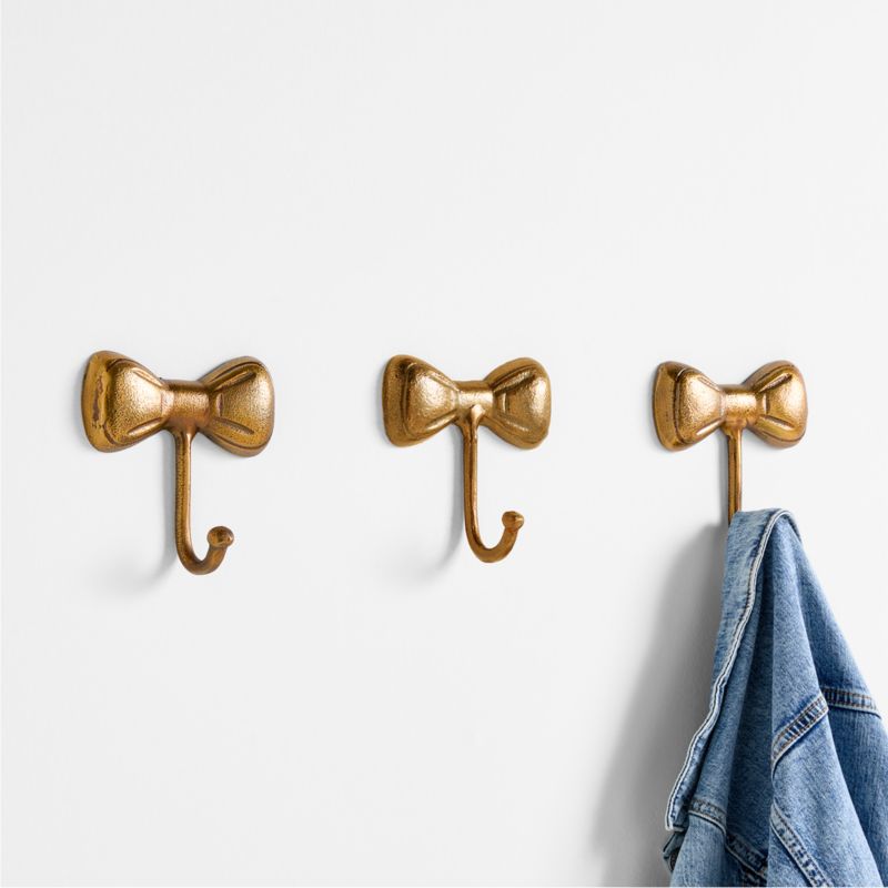 Little Bow Gold Metal Wall Hook, Set of 3 - image 7 of 11