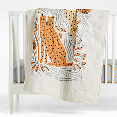 View Little Leopards 100% Organic Cotton Baby Crib Quilt details